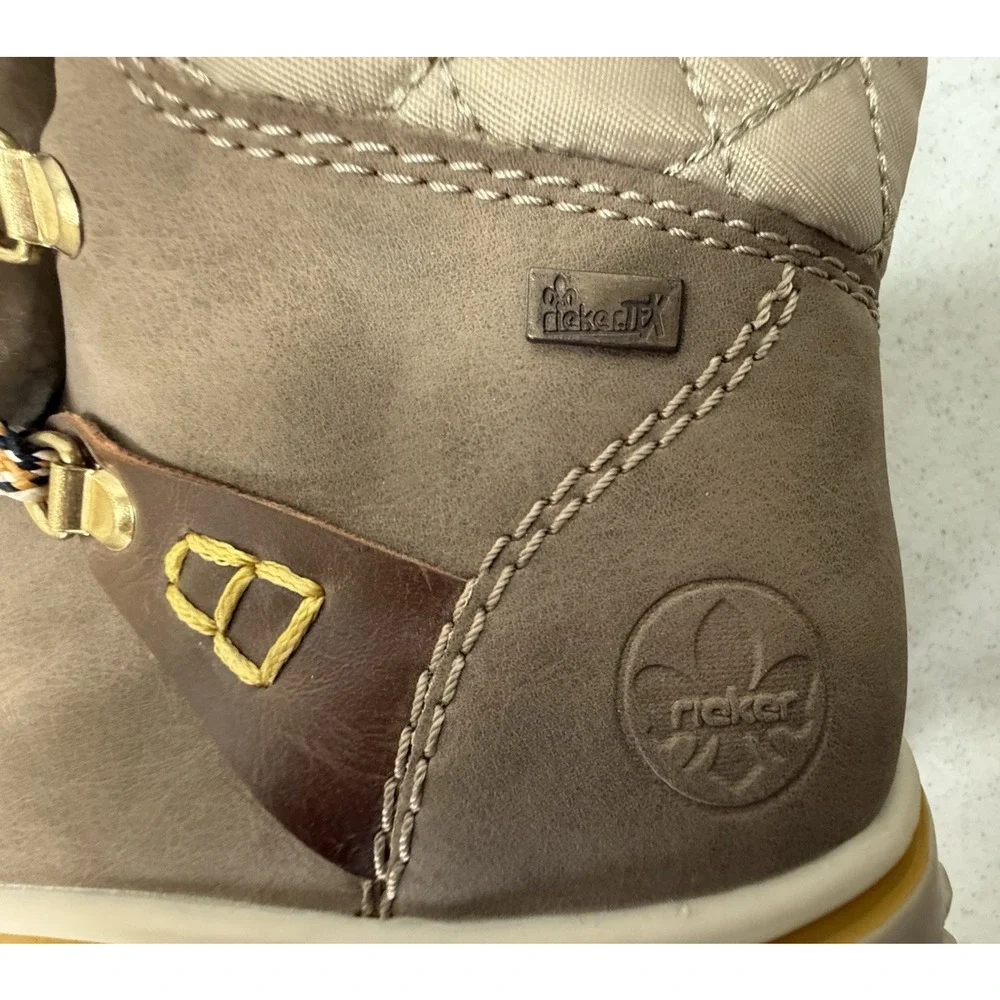 RIEKER Tex Ankle Boots Winter Sherpa Lined Womens EU 39 US 8 Side Zip
